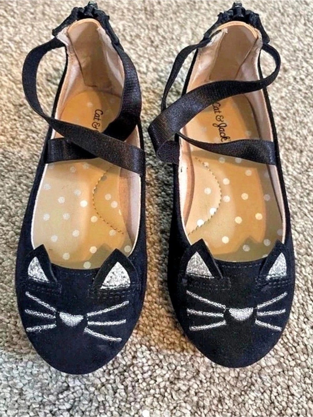 Cat & Jack Trinity Slip-On Cat Ballet Flats Black Girls US 7